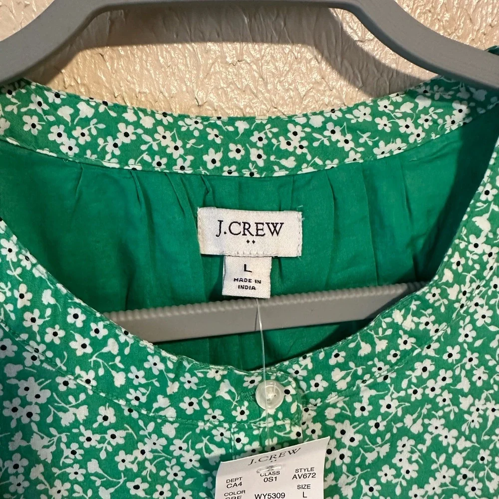 J. CREW Mini Poplin‎ Tie Waist Floral Dress Size Large NWT Pockets Floral